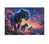 Moonlit Pantera Negra Puzzle 300 Piezas Cartón Blanco Premium para Expertos Fauna Silvestre Actividad Compartir Familia Desarrollo Cognitivo Garantía Satisfacción 300 PCS