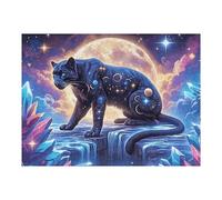 Moonlit Pantera Negra Puzzle 500 Piezas Cartón Grueso para Principiantes Bestias fantásticas Ejercicio Mental Relajante Ocio Creativo Casa Regalo Creativo 500 PCS