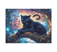 Moonlit Pantera Negra Puzzle 500 Piezas Cartón Resistente para Coleccionistas Animal Mascota Entretenimiento Toda La Familia Mejora Memoria Pack Completo para Navidad 500 PCS
