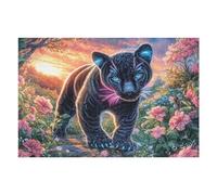 Moonlit Pantera Negra Rompecabezas 1000 Piezas Cartón para Parejas Actividad Hacer En Grupo Ejercicio Mental para Reyes Magos Detalle Cumpleaños 1000 PCS/75x50cm