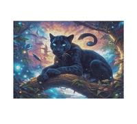 Moonlit Pantera Negra Rompecabezas 300 Piezas Cartón para Expertos Animal Mascota Mejora Atención para Semana Santa Garantía Satisfacción Más Vendido 300 PCS