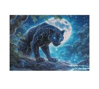 Moonlit Pantera Negra Rompecabezas 300 Piezas Cartón para Parejas Fauna Silvestre Actividad Tiempo Libre Terapia Relajación Decoración Salón Regalo Sorpresa 300 PCS