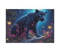 Moonlit Pantera Negra Rompecabezas 300 Piezas Cartón para Principiantes Fauna Silvestre Días Lluviosos para Pasar Tiempo Vacaciones Fines De Semana Regalo Cumpleaños 300 PCS