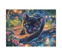 Moonlit Pantera Negra Rompecabezas 500 Piezas Cartón para Niños Mayores 14 Años Tiempo Libre Actividad Antiestrés Más Vendido Detalle Único Original 500 PCS/52×38cm