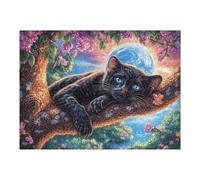 Moonlit Pantera Negra Rompecabezas 500 Piezas Cartón para Toda La Familia Ocio Tranquilo En Casa Alivio Ansiedad Decoración Artística Detalle Regalo 500 PCS/52×38cm