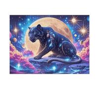 Moonlit Pantera Negra Rompecabezas 500 Piezas Cartón Resistente para Mayores Animal Mascota Mejora Atención Entrenamiento Memoria Diversión Grupal Detalle De Regalo 500 PCS