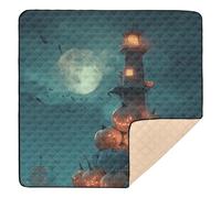 Moonlit Pumpkin - Alfombra de juego para bebés y exteriores con diseño de faro, suave y gruesa, impermeable, para bebés y niños pequeños, 50 x 50 pulgadas