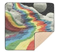 Moonlit Rainbow Path - Tapete grande antideslizante para actividades de bebé para interiores y exteriores, acogedor, transpirable, tapete para gatear, para bebés pequeños, 50 x 50 pulgadas