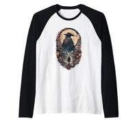 Moonlit Ronin Wanderer Japanese Samurai Cherry Blossom Japón Camiseta Manga Raglan