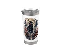 Moonlit Ronin Wanderer Japanese Samurai Cherry Blossom Japón Vaso térmico de acero inoxidable de doble pared
