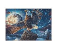 Moonlit Starry Sky Flying Bald Águila Puzzle 300 Piezas Hogar Decoración Splendid Celestial Critters Rompecabezas para Hombres Y Mujeres 3D DIY Creativo Aliviar Estrés Desafío Intelectual 300 PCS