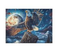 Moonlit Starry Sky Flying Bald Águila Puzzles 500 Piezas Obra De Arte Colorido Splendid Celestial Critters Rompecabezas para Adultos Decoración Hogar Moderno DIY Creativo Desafío 500 PCS
