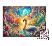 Moonlit Swan 1000 Pieces for Adults Teens Swan on Vibrant Lake Premium Recycled Board Great Gift Idea 70x50cm/1000pcs