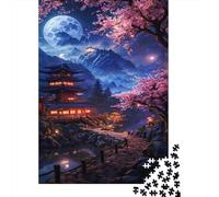 Moonlit Temple Rompecabezas Sakura Night 1000 Piezas Papel Reciclado Adultos Y Mayores De 12 Años Rompecabezas Divertido Regalo Y Actividad En Casa 70x50cm/1000pcs