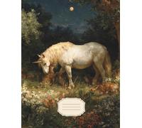 Moonlit Unicorn Notebook: Large 8.5 x 11 Inch Lined Journal with Vintage Oil Painting-Style Unicorn and Enchanted Forest Artwork, 140 Writing Pages, and Subtle Grayscale Illustrated Interiors
