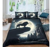 Moonlit Wildlife Scene Funda Edredon Microfibra Juego de Ropa de Cama de 3 Piezas Impresión 3D Cierre de Moonlit Wildlife Escena Funda de Edredón Funda de Almohada a Juego Suave for Ancianos