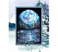 Moonlit Winter weekly Planner 8.5 x 11 | Stained Glass Forest Productivity Planner | 140-Page Aesthetic Organizer