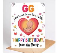 Moonlit93 Gg - Tarjeta de felicitación de cumpleaños con texto en inglés "I Can't Wait For Our First Cuddle Happy Birthday From The Bump!", ideas para Gg, regalos divertidos de la familia, anuncio de