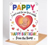 Moonlit93 Pappy - Tarjeta de felicitación de cumpleaños con texto en inglés "I Can't Wait For Our First Cuddle Happy Birthday From The Bump!", ideas para cumpleaños, regalos divertidos de la familia