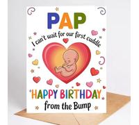 Moonlit93 Tarjeta de felicitación de cumpleaños con texto en inglés "I Can't Wait For Our First Cuddle Happy Birthday From The Bump!". Tarjeta de cumpleaños con ideas para Papanicolaou - Regalos