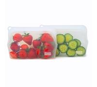 Moonmoon Bolsas de silicona reutilizables para alimentos, a prueba de fugas, reutilizables, para congelador, juego de 2 bolsas pequeñas (330 ml, transparente)