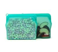 Moonmoon Bolsas de silicona reutilizables para alimentos, a prueba de fugas, reutilizables, para congelador, juego de 2 bolsas medianas (470 ml, turquesa)
