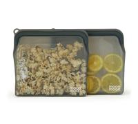 Moonmoon Bolsas de silicona reutilizables para alimentos, a prueba de fugas, reutilizables, para congelador, juego de 2 bolsas grandes (900 ml, gris)