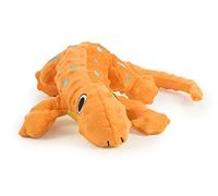 Moonmoon goDog Amphibianz Gecko Squeaky Plush Dog Toy, Chew Guard Technology - Orange, Large