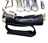 MooNSIC Protector de mano de cuerno francés con correa de cuero genuino (negro)
