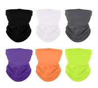 MoonSing Braga Cuello, 6 Piezas Multifunción Bufanda Bandana Polainas de Cuello sin Costuras, Deporte Bragas de Cabeza Protección UV para Senderismo Moto Ciclismo Correr Aire Libre