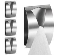 MoonSing Ganchos Adhesivos para Toallas, 4 Piezas Colgadores Pared Toallas de Acero Inoxidable, Soporte Toalla Té, Colgador Toalla Cuelga Trapos para Sala de Estar, Cocina, Baño, No Taladrar