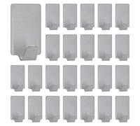 MoonSing Ganchos Adhesivos Pared Acero inoxidable, 24 Piezas Gancho para Colgar Autoadhesivo para Hogar, Baño y Cocina, Toallero Perchero Puerta, Resistente al agua Cuelga facil (5 KG Max)
