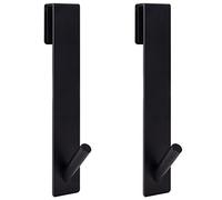 MoonSing Ganchos de Ducha de Puerta, Percheros para Toallas de Acero Inoxidable, Colgador de Puerta Perchas de Pared para Puerta de Vidrio sin Marco de Baño, Sin Taladro, Negro (2 Piezas)