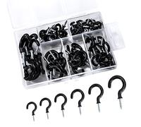 MoonSing Ganchos Techo de Taza, 70 Piezas Ganchos de Tornillo Metal Recubierto de Vinilo para Techo de Pared de Madera, Ganchos para Colgar Plantas, Llaves, Luces, Toallas de Cocina Baño, 6 Tamaños