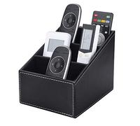 MoonSing TV - Caja de almacenamiento para mando a distancia con 3 compartimentos, piel sintética, organizador de controladores, organizador para gafas para pinceles de maquillaje, bolígrafo, oficina