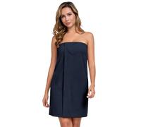 MOONSIROLI Albornoz de rizo para mujer, toalla de sauna con cierre de para ducha, spa, sauna, azul marino, Talla única