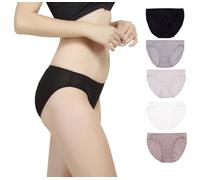 MOONSIYU 5 pares de bragas de seda natural pura para mujer, muy suaves, delgadas, transpirables, suaves, saludables, ropa interior de bikini, Color-A, L