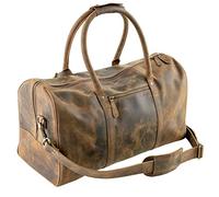 MOONSTER® Bolsa Viaje de Cuero para Hombres y Mujeres - Bolso de Viaje de Cuero de Búfalo de Plena Flor - Weekender Bag con Bolsillos de Cuero Rústico - Weekend Travel Bag 50 cm
