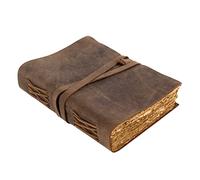 moonster® Cuaderno Cuero, 240 Páginas de Papel de Algodón sin Madera con Bordes Irregulares - Cuaderno de Notas - Diario Vintage Hecho a Mano - Diario Personal Estilo Antiguo 20x15cm