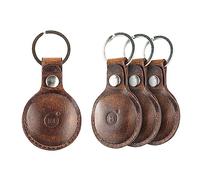 Moonster Funda Llavero AirTag de Cuero - Funda AirTag Llavero 100 % Piel Auténtica Plena Flor de Búfalo - Funda AirTag con Costura Reforzada y Resistente Cierre a Presión