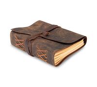 moonster Libreta Pequeña Forrada de Cuero Diarios para Escribir Mujeres y Hombres - Cuaderno de Notas Pequeño de Líneas, Papel Kraft de 400 Páginas - Hojas de Líneas, Tamaño de Viaje