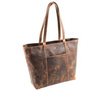 moonster Tote Bag 100% Cuero para Mujer - Bolso de Mujer Atemporal en Duradera Piel de Búfalo - Grandes Bolsos de Piel Auténtica para Mujer con Forro de Polialgodón y Aplicaciones Metálicas