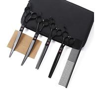 Moontay Juego de Tijeras Profesionales para Aseo de Perros - 7/8 Pulgadas, Tijeras Curvadas y de Adelgazamiento para Mascotas