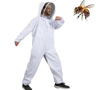 Moontay Mono de apicultura Ropa con capucha de cuerpo entero con velo Abrigo protector de apicultores Traje de apicultura de algodón con equipo de capucha de avispa (L)