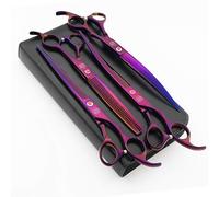 Moontay Professional Juego de tijeras de peluquería para perro, de 7 a 8 pulgadas, 4 piezas, rectas, curvadas hacia arriba, curvadas hacia abajo, gato y mascotas, acero inoxidable JP