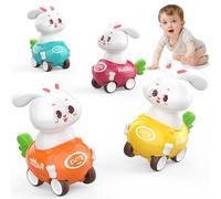 MOONTOY Juguetes Conejo Coche Bebe 1 Año, Regalos de Pascua para Bebés, Coches Bebe 6 7 8 9 10 12 18 Meses, Coches de Retroceso para Niñas y Niños de 1, 2, 3 Años, Regalo Pascua para Bebés