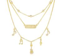 MOONWALTZ Collar con dije dorado multicapa para mujer, dulce fruta, deportes, música, reina, gargantilla de circonita cúbica con bonito colgante temático, ajustable, collar Y2K, regalo de joyería para