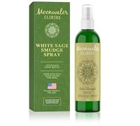 Moonwater Elixirs - Spray de salvia blanca Sage Smudge Stick alternativa sin humo para manchas y energía negativa. Aura and Reiki - Niebla de protección de cristal, 8, Verde salvia, 1