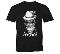 MoonWorks Camiseta para hombre con diseño de calavera y sombrero de fieltro de Bayern, Calavera de Baviera, color negro., XXL