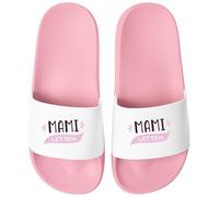MoonWorks Chanclas de baño para mamá, abuela, letón, para mujer, con estampado divertido, regalo para el día de la madre, Mami Rosa-Blanco, 39
